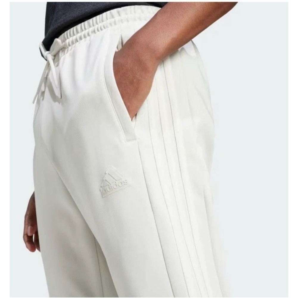 Adidas Mens Tiro Pants Velour Stripes Ankle Zip Large NWT Cream Athleisure